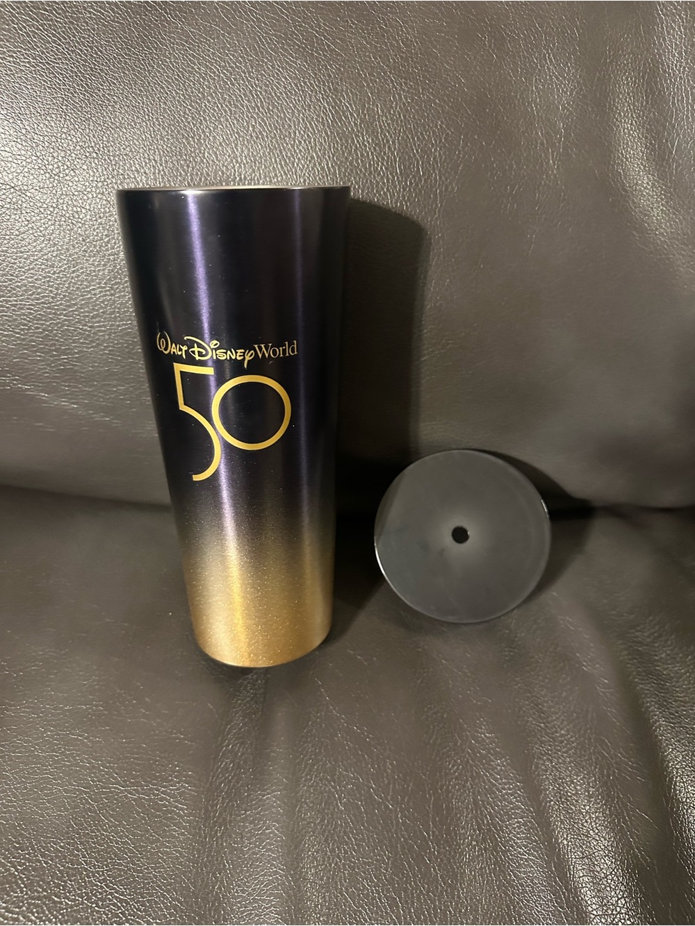 Starbucks Disney World 50th Anniversary Black to Gold Ombre Stainless Travel Cup